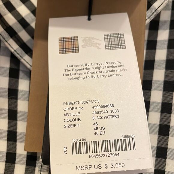 Burberry Black & White Gingham Technical Wool Loop-back Car Coat, NWT - Picture 7 of 15